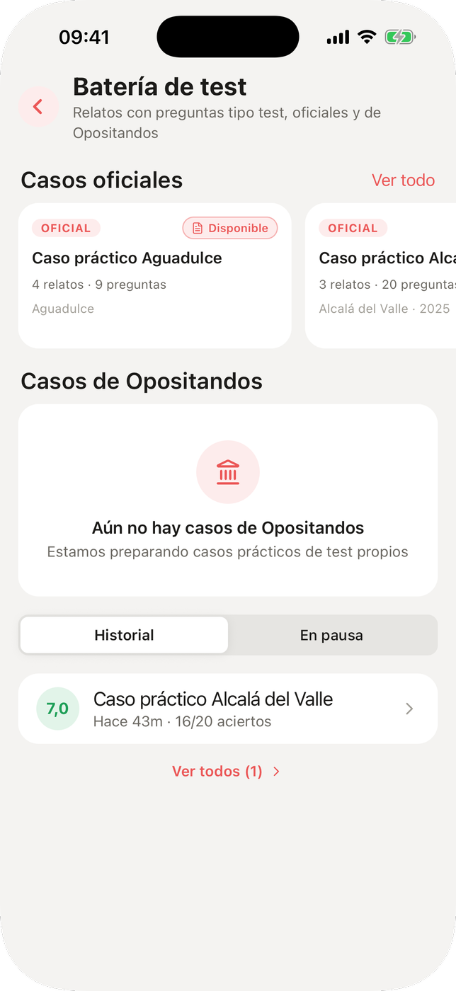 Opositandos: casos en la app