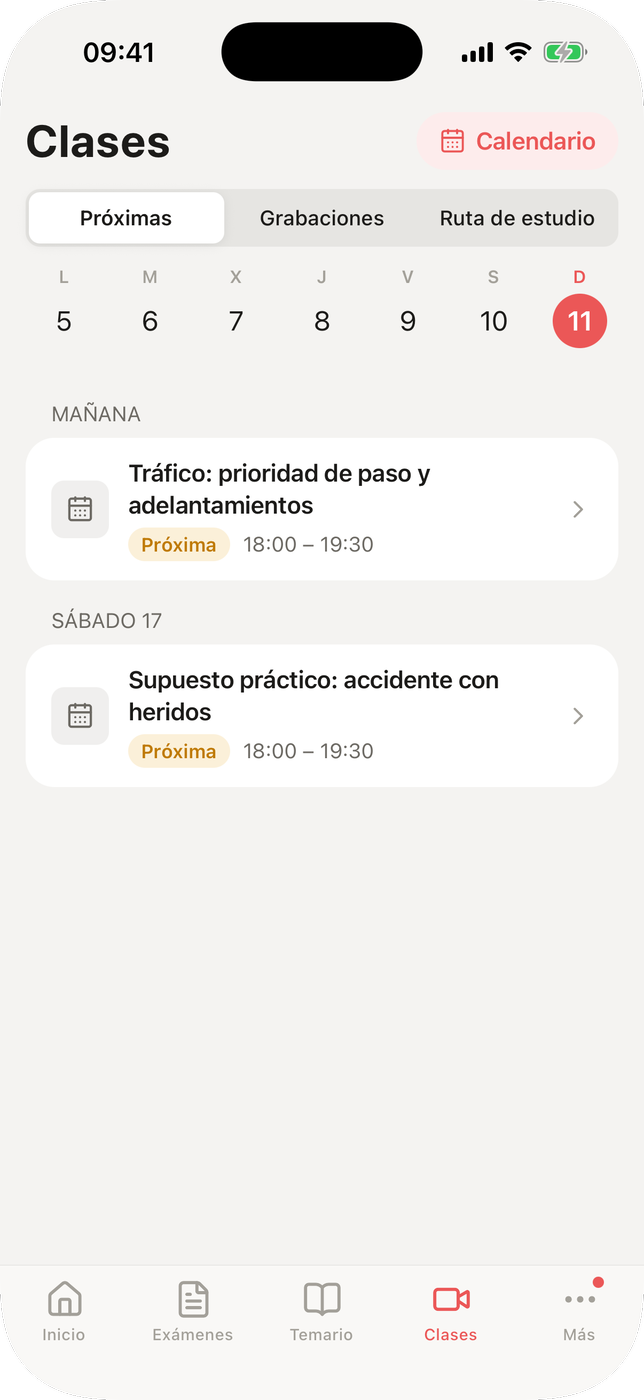 Opositandos: clases en la app