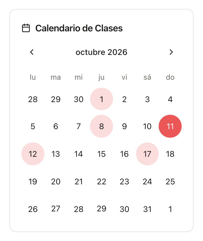 Opositandos: calendario de clases
