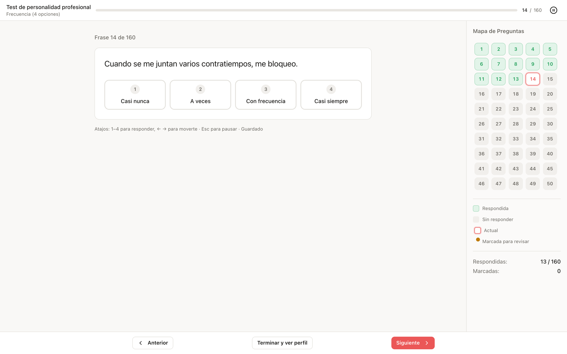 Opositandos: frase con opciones de respuesta