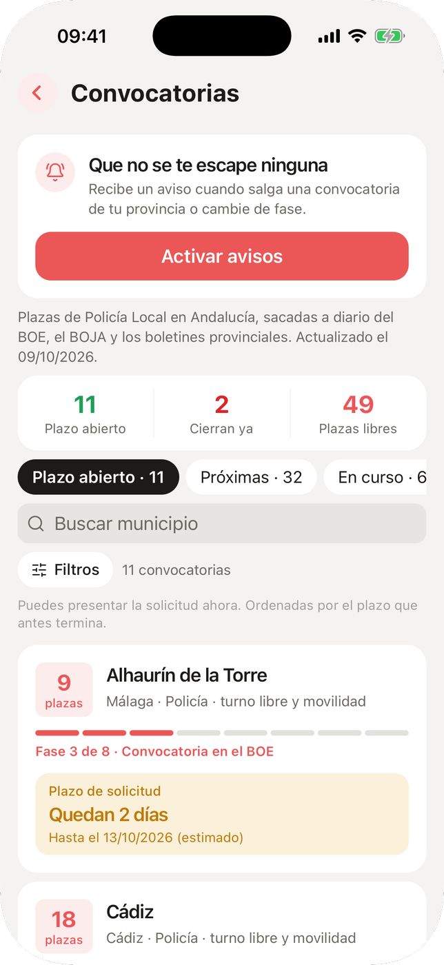 Opositandos: convocatorias en la app