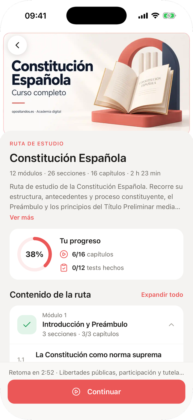 Opositandos: ruta en la app